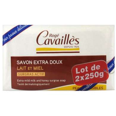 Rogé Cavaillès Savon Extra Doux Lait et Miel Lot de 2 x 250 g Rogé Cavaillès Savon Extra Doux Lait et Miel Lot de 2 x 250 g
