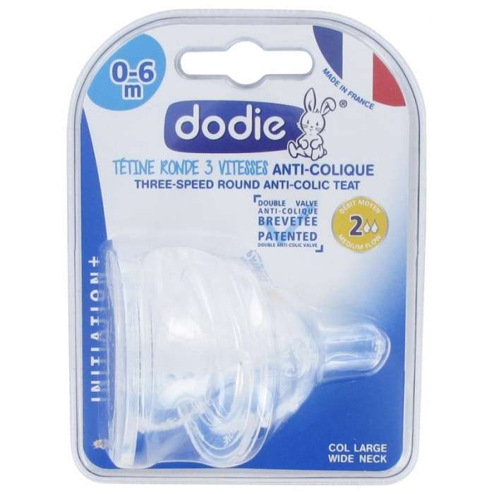 DODIE TETINE PLATE SENS+ ANTI COLIQUE D2 0-6M X2 - Dodie - Tétines