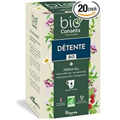 BioConseils - Infusion bio détente – mélisse camomille verveine marjolaine oranger – 20 sachets BioConseils - Infusion bio détente – mélisse camomille verveine marjolaine oranger – 20 sachets