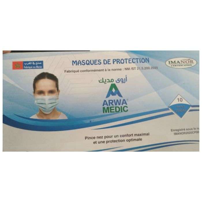 ARWAMEDIC masque protection 10 unites ARWAMEDIC masque protection 10 unites
