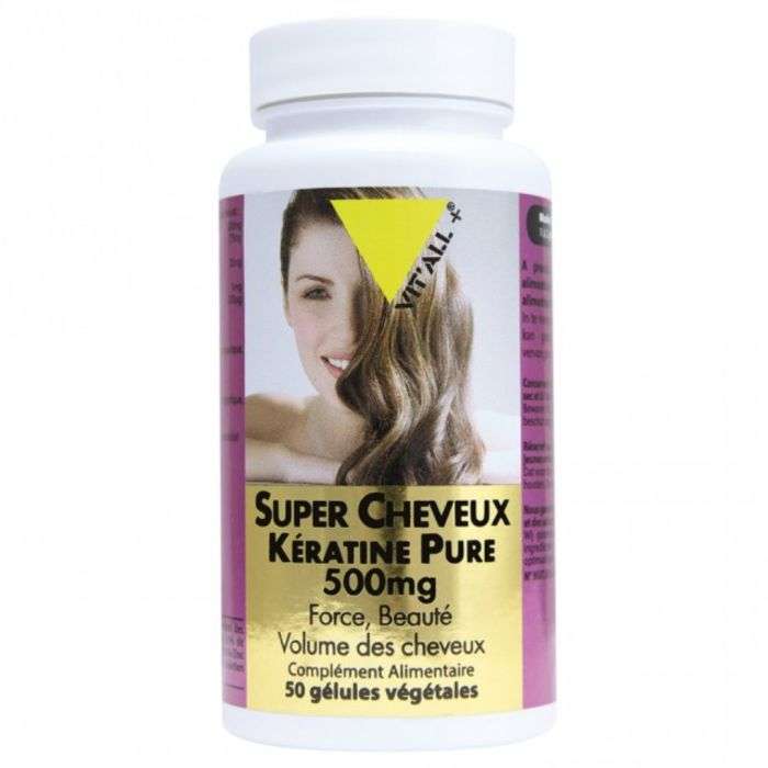 VIT'ALL+ super cheveux keratine pure 500mg 50capsules  VIT'ALL+ super cheveux keratine pure 500mg 50capsules