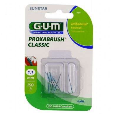 Gum Proxabrush Classic 414 brossette interdentaire 1,1 mm x8  Gum Proxabrush Classic 414 brossette interdentaire 1,1 mm x8