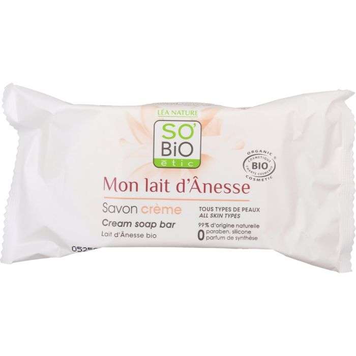 SO BIO Savon crème BLOC AU LAIT D'anesse 100G - SOBIO SO BIO Savon crème BLOC AU LAIT D'anesse 100G - SOBIO
