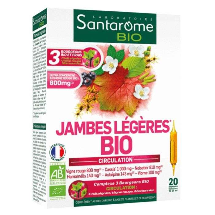 santarome bio JAMBES LEGERES 20 AMPOULES