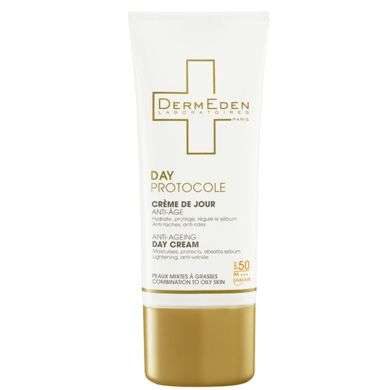 Dermeden - DAY PROTOCOLE - Crème de Jour Anti-Âge Peaux Mixtes à Grasses SPF50, 50ml Dermeden - DAY PROTOCOLE - Crème de Jour Anti-Âge Peaux Mixtes à Grasses SPF50, 50ml