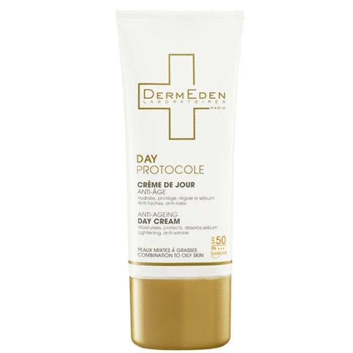 Dermeden - DAY PROTOCOLE - Crème de Jour Anti-Âge Peaux Mixtes à Grasses SPF50, 50ml Dermeden - DAY PROTOCOLE - Crème de Jour Anti-Âge Peaux Mixtes à Grasses SPF50, 50ml