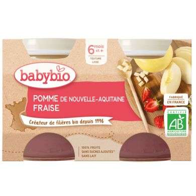 BABYBIO Pomme de nouvelle-aquitaine fraise 6 mois BABYBIO Pomme de nouvelle-aquitaine fraise 6 mois