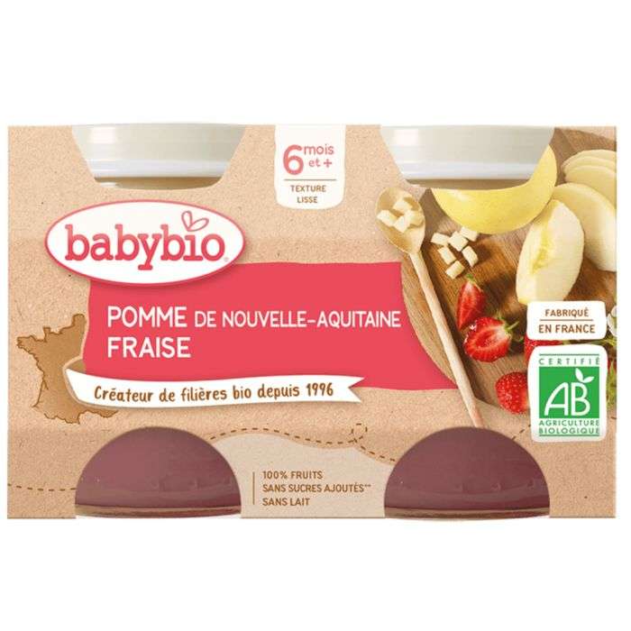 BABYBIO Pomme de nouvelle-aquitaine fraise 6 mois BABYBIO Pomme de nouvelle-aquitaine fraise 6 mois