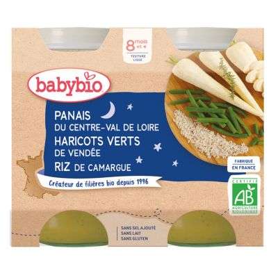 BABYBIO Panais haricot verts et Riz 8mois+ BABYBIO Panais haricot verts et Riz 8mois+