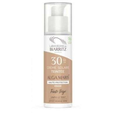 BIARRITZ ALGAMARIS Crème solaire Visage SPF30 TEINTEE BEIGE certifiée Bio BIARRITZ ALGAMARIS Crème solaire Visage SPF30 TEINTEE BEIGE certifiée Bio