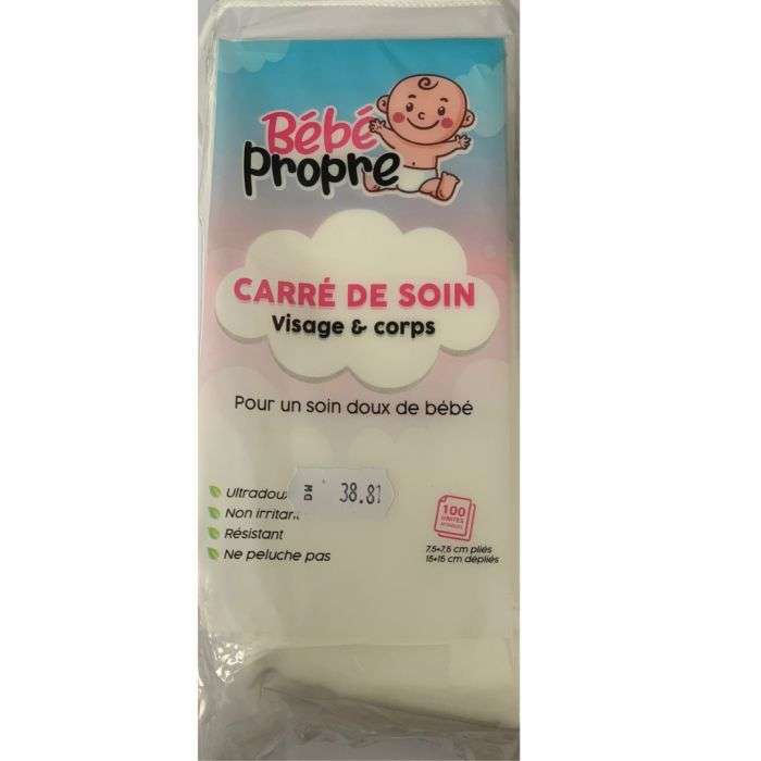 BEBE PROPRE CARRE DE SOIN 100 unites BEBE PROPRE CARRE DE SOIN 100 unites