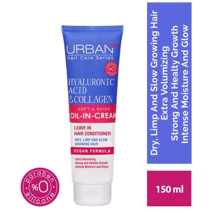 URBAN CARE HUILE EN CREME LEAVE IN ACIDE HYALURONIQUE ET COLLAGENE 150 ML