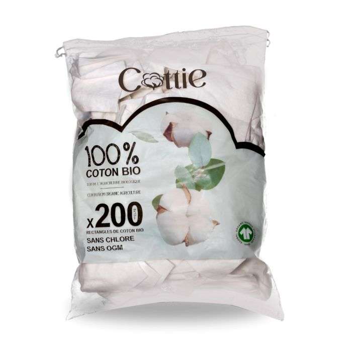 COTTIE 200 RECTANGLES DE COTON 100% BIO COTTIE 200 RECTANGLES DE COTON 100% BIO