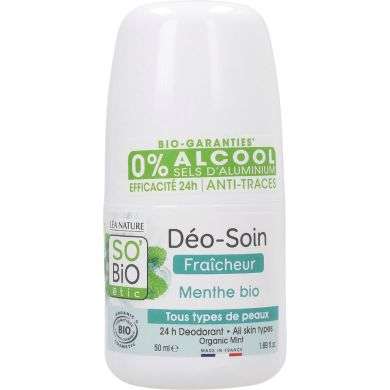 SO BIO DEO SOIN FRAICHEUR MENTHE BIO TOUS TYPES DE PEAUX 50 ML SO BIO DEO SOIN FRAICHEUR MENTHE BIO TOUS TYPES DE PEAUX 50 ML