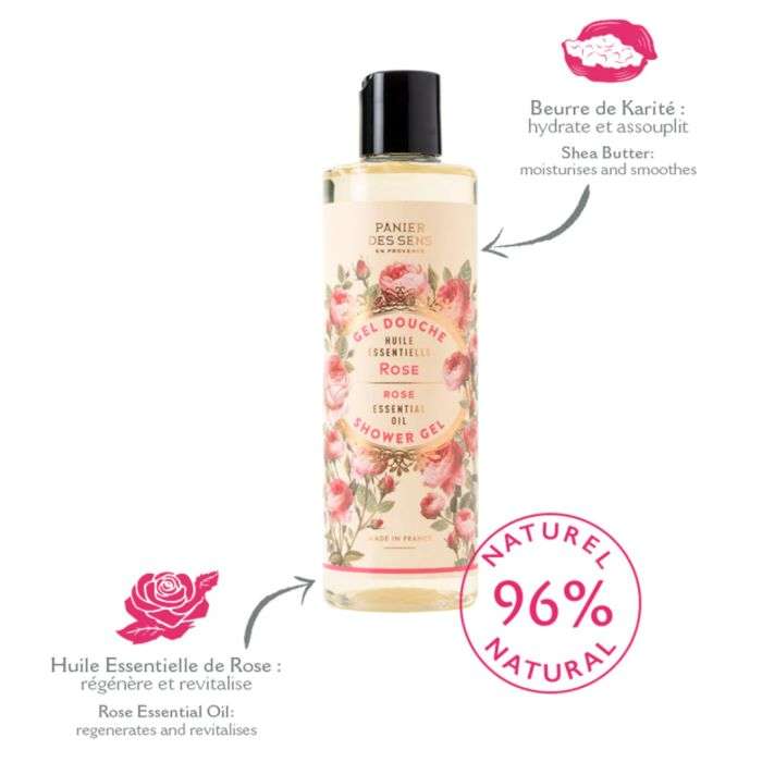 PANIER DES SENS GEL DOUCHE HUILE ESSENTIELLE ROSE 250 ML PANIER DES SENS GEL DOUCHE HUILE ESSENTIELLE ROSE 250 ML