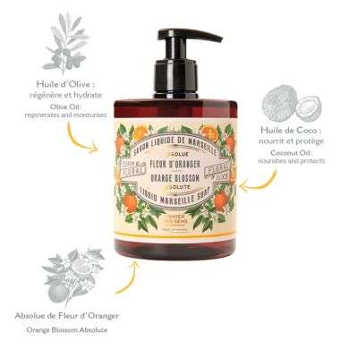 PANIER DES SENS SAVON LIQUIDE DE MARSEILLE ORANGE BLOSSOM 500 ML PANIER DES SENS SAVON LIQUIDE DE MARSEILLE ORANGE BLOSSOM 500 ML