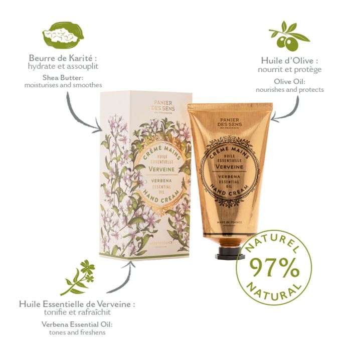 PANIER DES SENS CREME MAINS HUILE ESSENTIELLE VERVEINE 75 ML PANIER DES SENS CREME MAINS HUILE ESSENTIELLE VERVEINE 75 ML