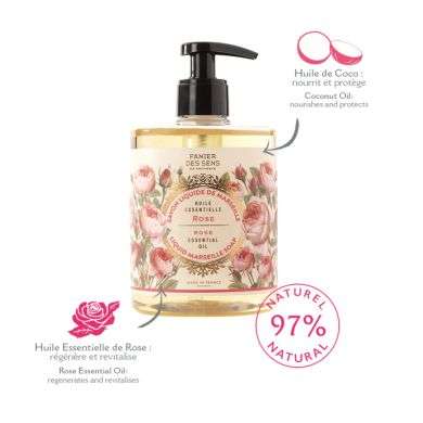 PANIER DES SENS SAVON LIQUIDE DE MARSEILLE HUILE ESSENTIELLE DE ROSE 500 ML PANIER DES SENS SAVON LIQUIDE DE MARSEILLE HUILE ESSENTIELLE DE ROSE 500 ML