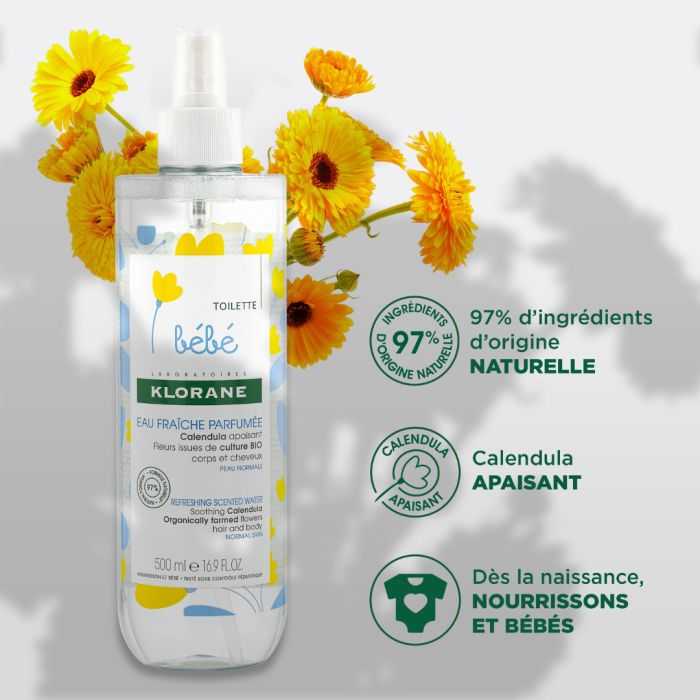 KLORANE BEBE EAU FRAICHE PARFUMEEAU CALENDULA 500 ML KLORANE BEBE EAU FRAICHE PARFUMEEAU CALENDULA 500 ML