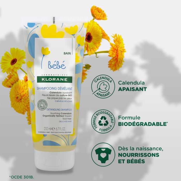 KLORANE BEBE SHAMPOING DEMELANT AU CALENDULA200 ml KLORANE BEBE SHAMPOING DEMELANT AU CALENDULA200 ml