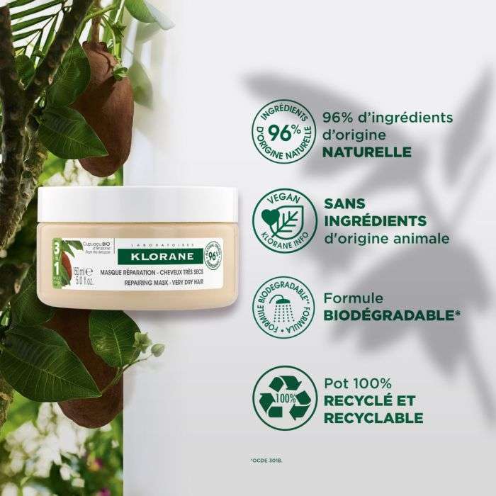 KLORANE Masque Réparation au Beurre de Cupuaçu 150 ml KLORANE Masque Réparation au Beurre de Cupuaçu 150 ml