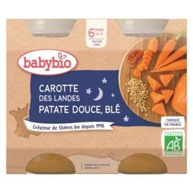 BABYBIO CAROTTE DES LANDES PATATE DOUCE BLE 6 MOIS + BABYBIO CAROTTE DES LANDES PATATE DOUCE BLE 6 MOIS +