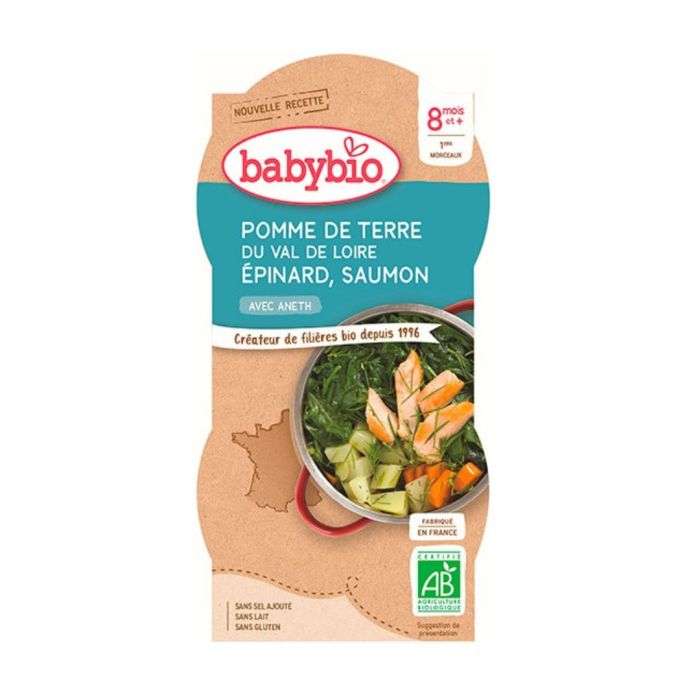 BABYBIO POMME DE TERRE EPINARD SAUMON 8MOIS + PACK DE 2 BABYBIO POMME DE TERRE EPINARD SAUMON 8MOIS + PACK DE 2