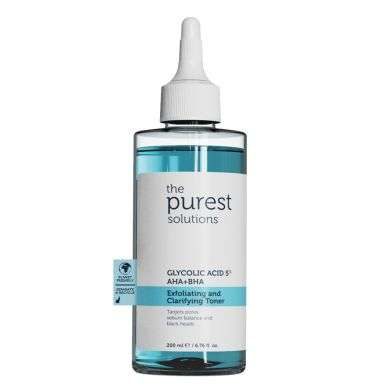 THE PUREST SOLUTIONS 5% GLYCOLIC ACID PURIFYING TONER AHA + BHA EXFOLIATING AND CLARIFYING TONER 200ML THE PUREST SOLUTIONS 5% GLYCOLIC ACID PURIFYING TONER AHA + BHA EXFOLIATING AND CLARIFYING TONER 200ML