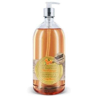 LES PETITS BAINS DE PROVENCE SAVON LIQUIDE DE MARSEILLE FLEUR D'ORANGER 1 LITRE LES PETITS BAINS DE PROVENCE SAVON LIQUIDE DE MARSEILLE FLEUR D'ORANGER 1 LITRE