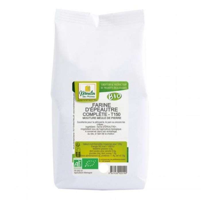 MOULIN DES MOINES BIO FARINE D'EPEAUTRE COMPLETE T 150 - 500G MOULIN DES MOINES BIO FARINE D'EPEAUTRE COMPLETE T 150 - 500G