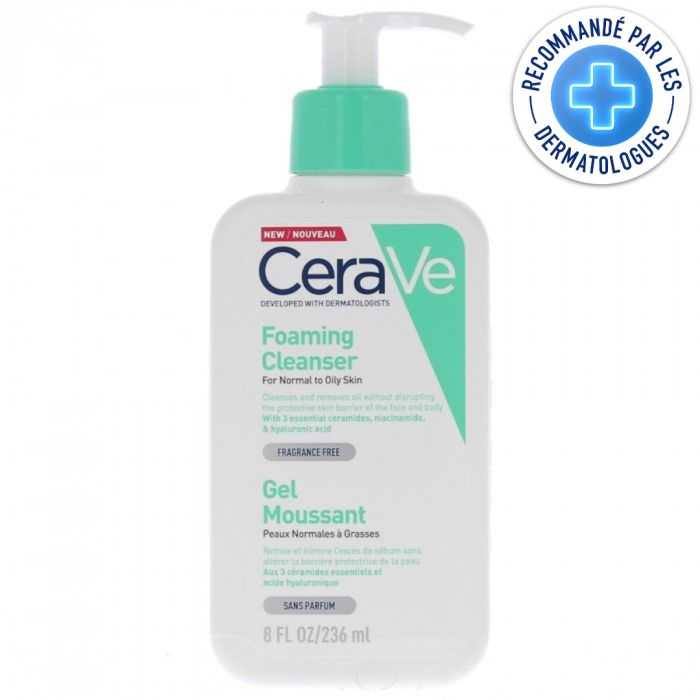 CERAVE GEL MOUSSANT PEAUX NORMALES A GRASSES 236 ML CERAVE GEL MOUSSANT PEAUX NORMALES A GRASSES 236 ML