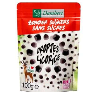 DAMHERT SOFT DROPJES LICORICE SANS SUCRE 100 G