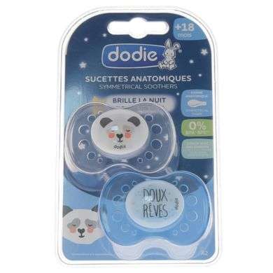 DODIE SUCETTES ANATOMIQUES SYMMETRIC BRILLE LA NUIT + 18 MOIS A2 DODIE SUCETTES ANATOMIQUES SYMMETRIC BRILLE LA NUIT + 18 MOIS A2