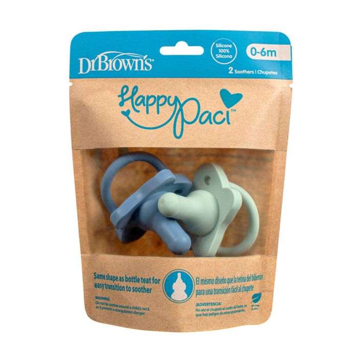DR BROWN'S HAPPYPACI 2 SUCETTES SILICONE 0-6 MOIS DR BROWN'S HAPPYPACI 2 SUCETTES SILICONE 0-6 MOIS