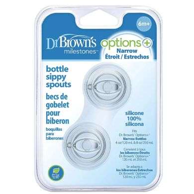 DR BROWNS OPTIONS+ TETINE TRANSITION A BEC COL ETROIT 6 M+ PAQUET DE 2 DR BROWNS OPTIONS+ TETINE TRANSITION A BEC COL ETROIT 6 M+ PAQUET DE 2
