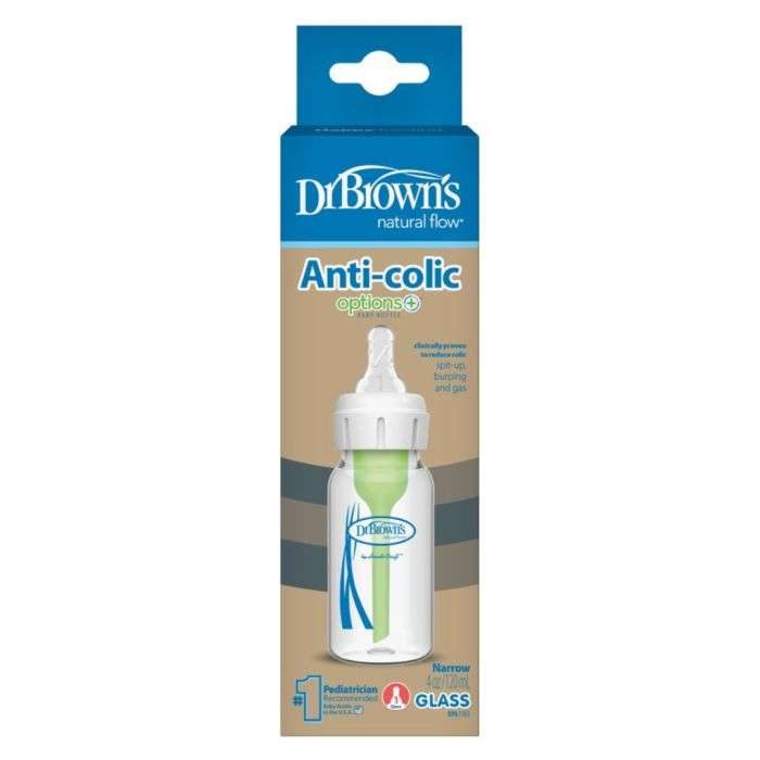 DR BROWNS BIBERON EN VERRE ANTI COLIC OPTION +120 ML COL ETROIT DR BROWNS BIBERON EN VERRE ANTI COLIC OPTION +120 ML COL ETROIT