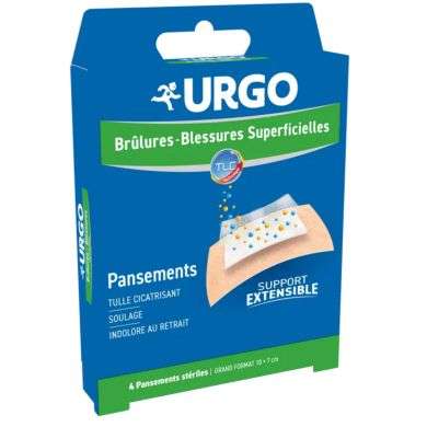 URGO BRULURES BLESSURES SUPERFICIELLES 4 PANSEMENTS STERILES URGO BRULURES BLESSURES SUPERFICIELLES 4 PANSEMENTS STERILES