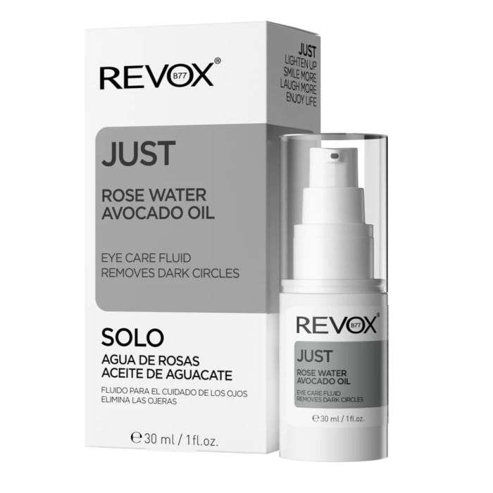 REVOX B77 JUST FLUIDE CONTOUR DES YEUX A L'HUILE D'AVOCAT ET L'EAU DE ROSE 30 ML REVOX B77 JUST FLUIDE CONTOUR DES YEUX A L'HUILE D'AVOCAT ET L'EAU DE ROSE 30 ML