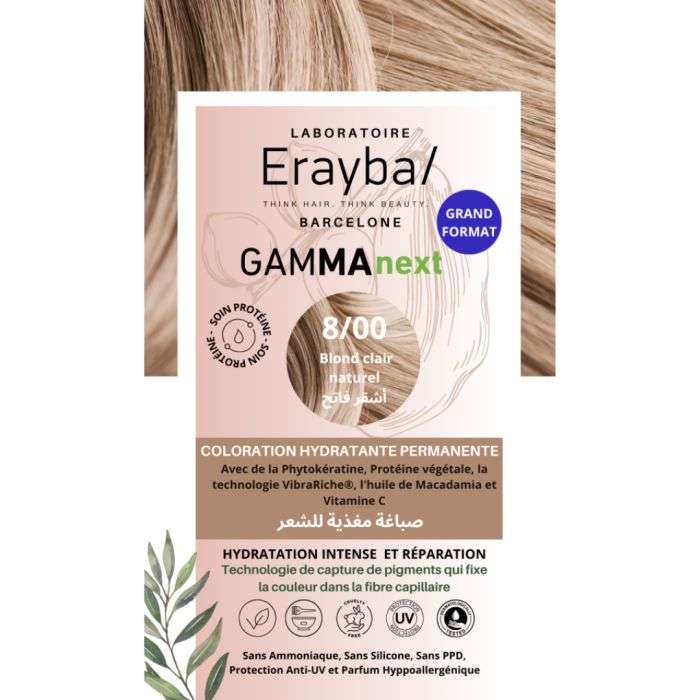 ERAYBA NEXT COLORATION HYDRATANTE PERMANENTE N8 BLOND CLAIR NATUREL ERAYBA NEXT COLORATION HYDRATANTE PERMANENTE N8 BLOND CLAIR NATUREL