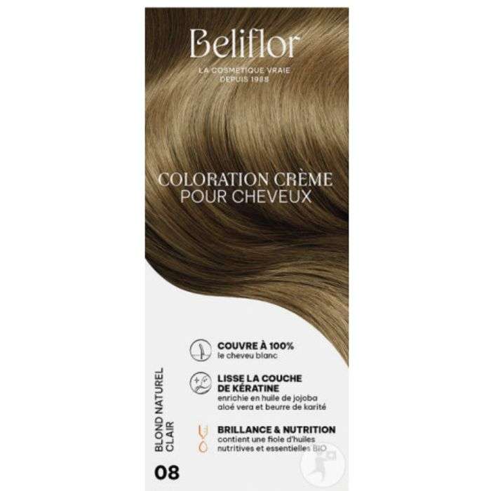 BELIFLOR COLORATION CREME POUR CHEVEUX 08 BLOND NATUREL CLAIRE 135 ML BELIFLOR COLORATION CREME POUR CHEVEUX 08 BLOND NATUREL CLAIRE 135 ML