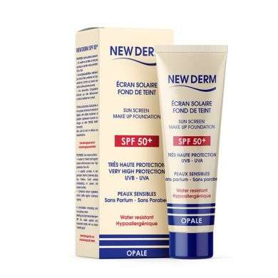 NEW DERM ECRAN SOLAIRE FOND DE TEINT SPF 50+ OPALE 50ML NEW DERM ECRAN SOLAIRE FOND DE TEINT SPF 50+ OPALE 50ML