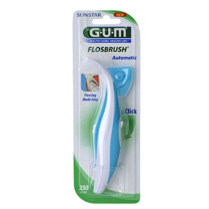 GUM FIL FLOSBRUSH MANCHE AVEC FIL INTEGRE REF 847