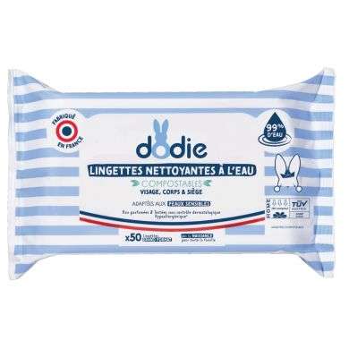 DODIE LINGETTES NETTOYANTES A L'EAU 50 PIECES DODIE LINGETTES NETTOYANTES A L'EAU 50 PIECES