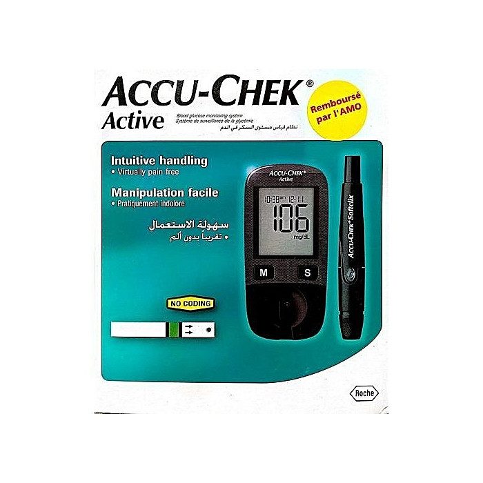 ACCU CHEK ACCU-CHEK Active Kit de Lecteur de Glycemie + 10 Bandelet