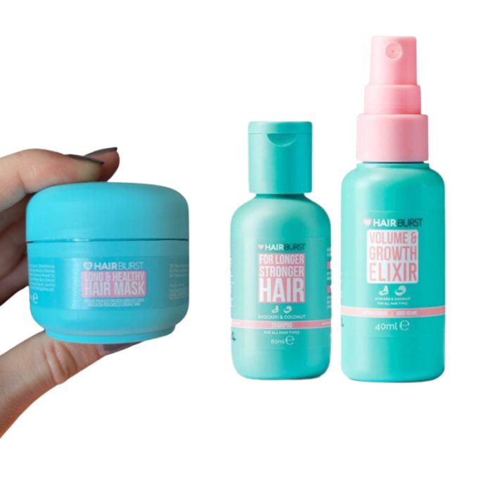HAIRBURST LONGER STRONGER HAIR TRIO MINI SHAMPOING MINI ELIXIR ET MINI MASQUE