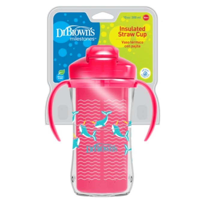 DR BROWNS TASSE THERMOS ROSE AVEC PAILLE 12 MOIS PLUS 300 ML DR BROWNS TASSE THERMOS ROSE AVEC PAILLE 12 MOIS PLUS 300 ML