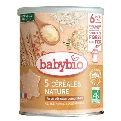 BABYBIO 5 CEREALES NATURE BLE AVOINE RIZ SEIGLE QUINOA 6 MOIS ET + 200G BABYBIO 5 CEREALES NATURE BLE AVOINE RIZ SEIGLE QUINOA 6 MOIS ET + 200G