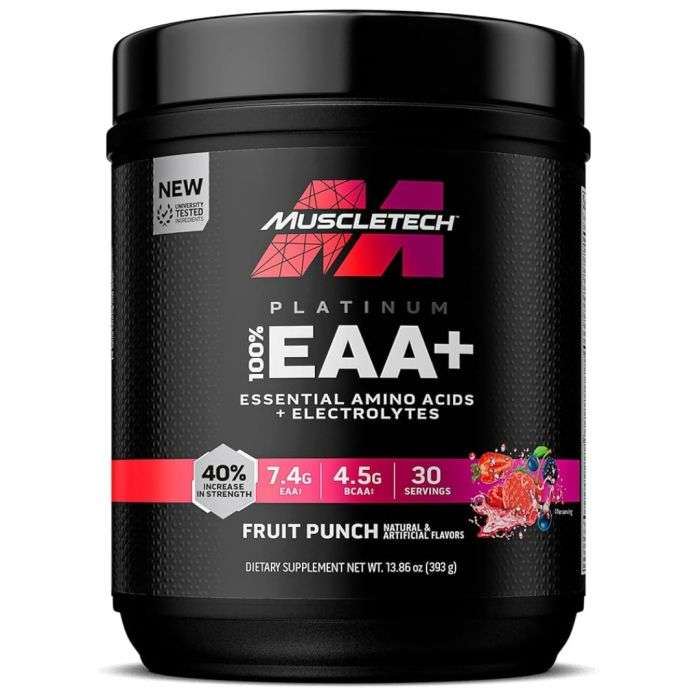 MUSCLETECH PLATINUM EAA+ ESSENTIAL AMINO ACIDS + ELECTROLYTES SAVEUR PUNCH AUX FRUITS 393 G MUSCLETECH PLATINUM EAA+ ESSENTIAL AMINO ACIDS + ELECTROLYTES SAVEUR PUNCH AUX FRUITS 393 G