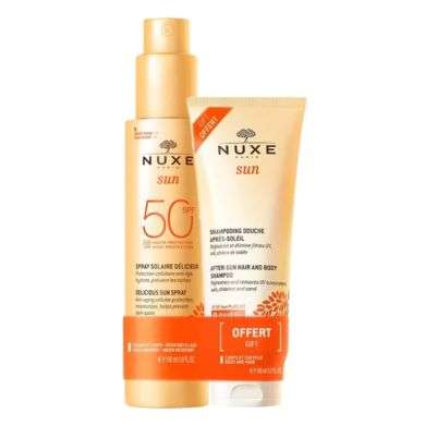 NUXE OFFRE SUN SPRAY SOLAIRE DELICIEUX 150 ML SPF 50+ SHAMPOING DOUCHE APRES SOLEIL 100 ML NUXE OFFRE SUN SPRAY SOLAIRE DELICIEUX 150 ML SPF 50+ SHAMPOING DOUCHE APRES SOLEIL 100 ML