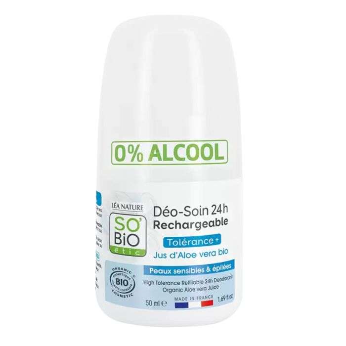 SO BIO DEO SOIN 24H RECHARGEABLE TOLERANCE + ALOE VERA BIO PEAUX SENSIBLES 50 ML SO BIO DEO SOIN 24H RECHARGEABLE TOLERANCE + ALOE VERA BIO PEAUX SENSIBLES 50 ML